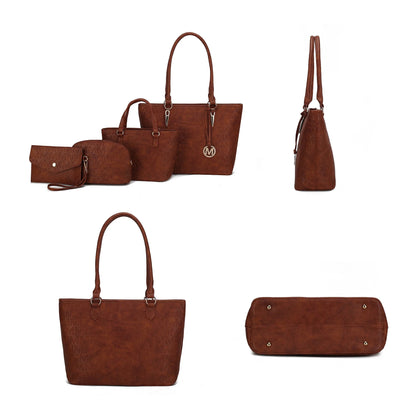 Alexy Women'S Tote Bag, Small Tote Bag, Pouch Purse & Wristlet Wallet Bag 4 Pcs Handbag Set by Mia K - Beige